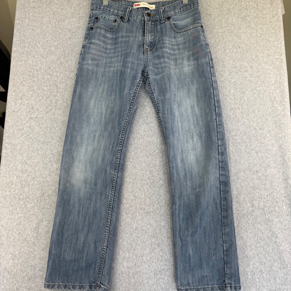 Levi's 514 Straight Kids Size 16 Regular Blue Fair Distressed Light Wash Jeans